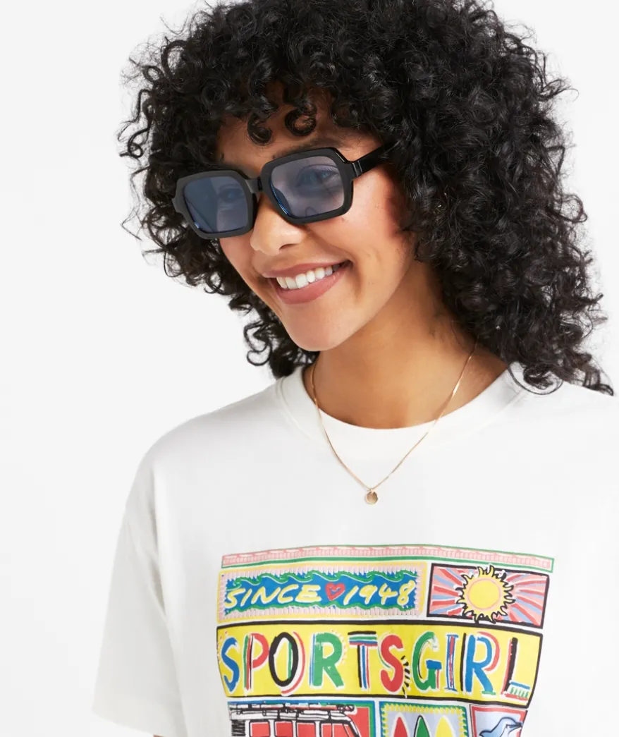 HARPER SQUARE SUNGLASSES - BLACK/BLUE
