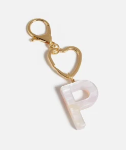 HEART CLASP ALPHABET ACRYLIC KEYRING