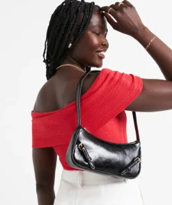 HEIDI BUCKLE BLACK SHOULDER BAG