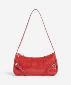 HEIDI BUCKLE RED CROC SHOULDER BAG
