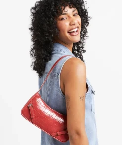 HEIDI BUCKLE RED CROC SHOULDER BAG