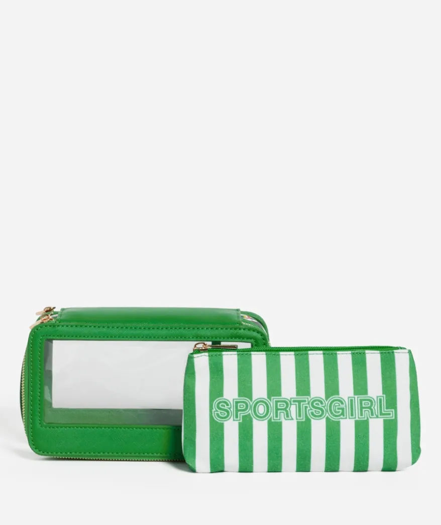 HERITAGE - LINA CLEAR RETANGLE MAKEUP BAG WITH POUCH