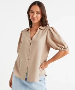 IZZY LINEN BLEND BLOUSE