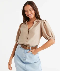 IZZY LINEN BLEND BLOUSE