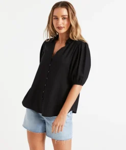 IZZY LINEN BLEND BLOUSE