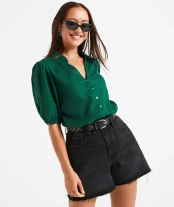 IZZY LINEN BLEND BLOUSE