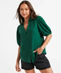 IZZY LINEN BLEND BLOUSE