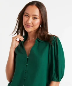 IZZY LINEN BLEND BLOUSE