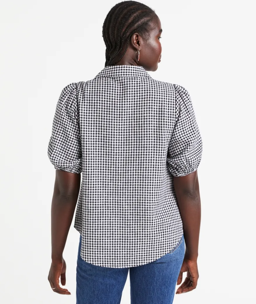 IZZY LINEN BLEND PRINTED BLOUSE