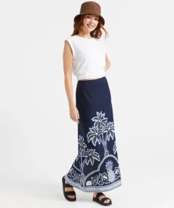 JEMIMAH COLUMN LINEN BLEND MAXI SKIRT