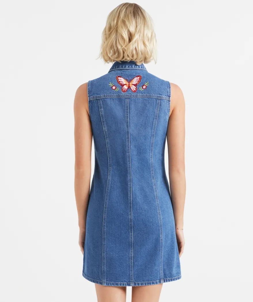 JESSIE DENIM EMBROIDERED MINI DRESS