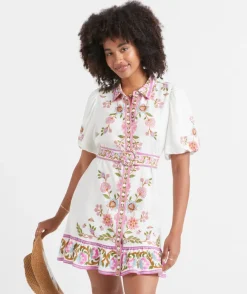 KEIGHLEY LINEN BLEND MINI DRESS