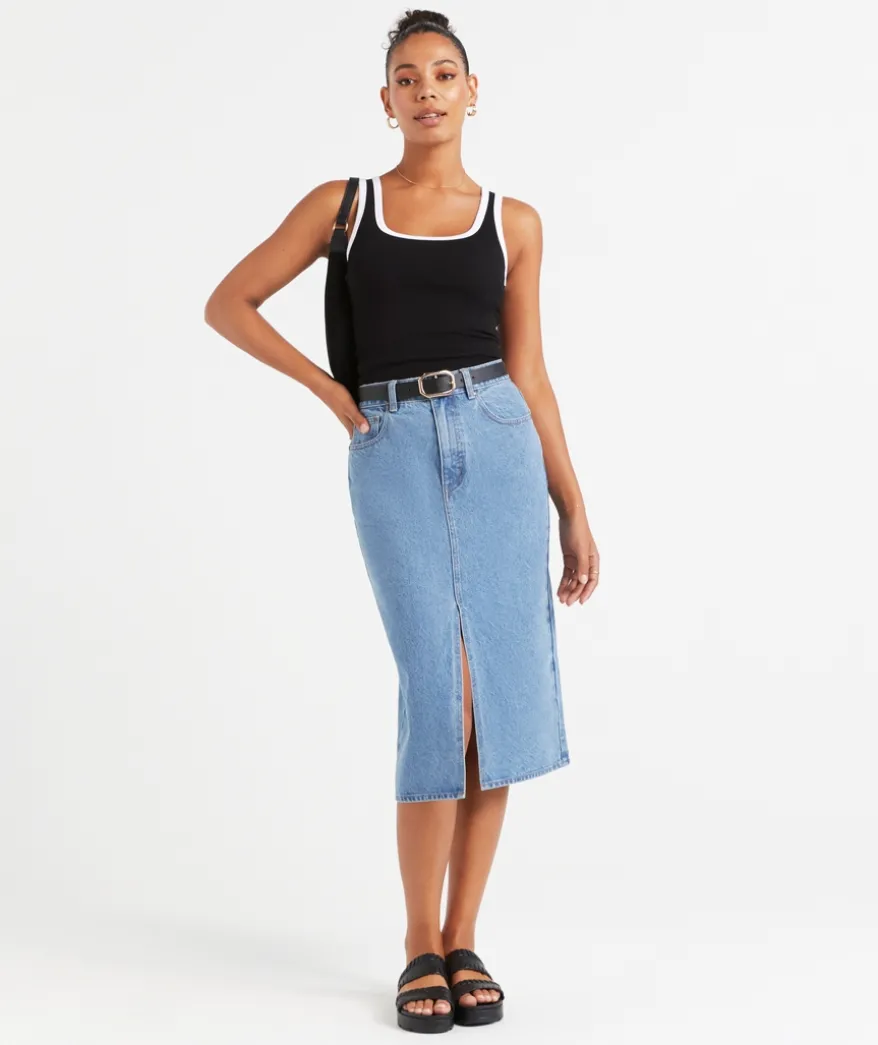 KENZIE SPLIT MIDI SKIRT