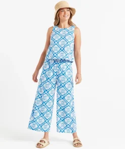 KERBIE LINEN BLEND PRINTED SLEEVELESS TOP