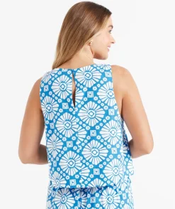 KERBIE LINEN BLEND PRINTED SLEEVELESS TOP