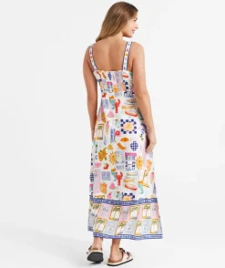 KIRA LINEN BLEND MIDI DRESS
