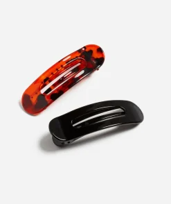LARGE ACRYLIC BLACK AND TORT BARRETTE PACK
