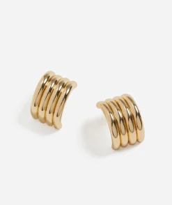 LARGE RIBBED STUD GOLD