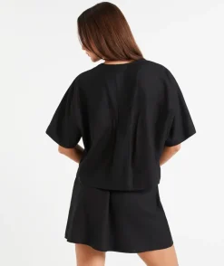 LEAH LINEN BLEND CROPPED SHIRT