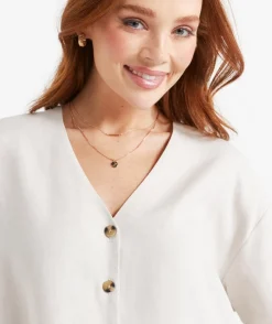 LEAH LINEN BLEND CROPPED SHIRT