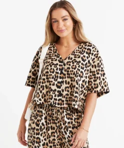 LEAH LINEN BLEND CROPPED SHIRT