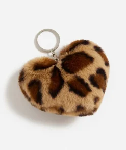 LEOPARD HEART FLUFFY KEYRING