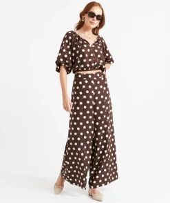 LEYLA LINEN BLEND PRINTED PALAZZO