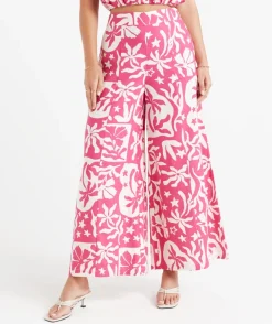 LEYLA LINEN BLEND PRINTED PALAZZO