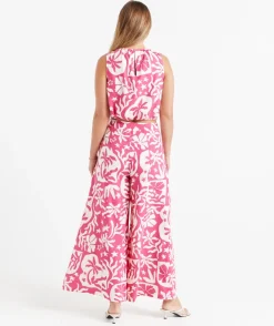 LEYLA LINEN BLEND PRINTED PALAZZO