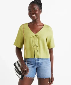 LIANNA TIE FRONT SHORT SLEEVE TOP