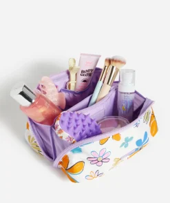 LILA ZIP TOP MAKEUP BAG - CRAYON FLOWER PRINT