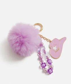 LILAC COWGIRL HAT POM POM KEYRING