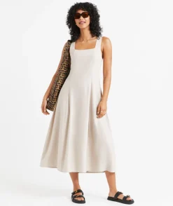 LUCA SQUARE NECK MIDI DRESS
