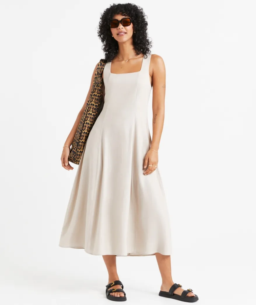 LUCA SQUARE NECK MIDI DRESS