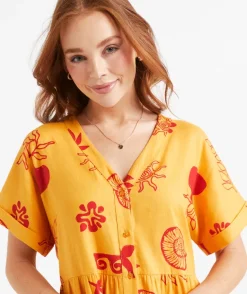 MACENZIE PRINTED BUTTON MINI DRESS