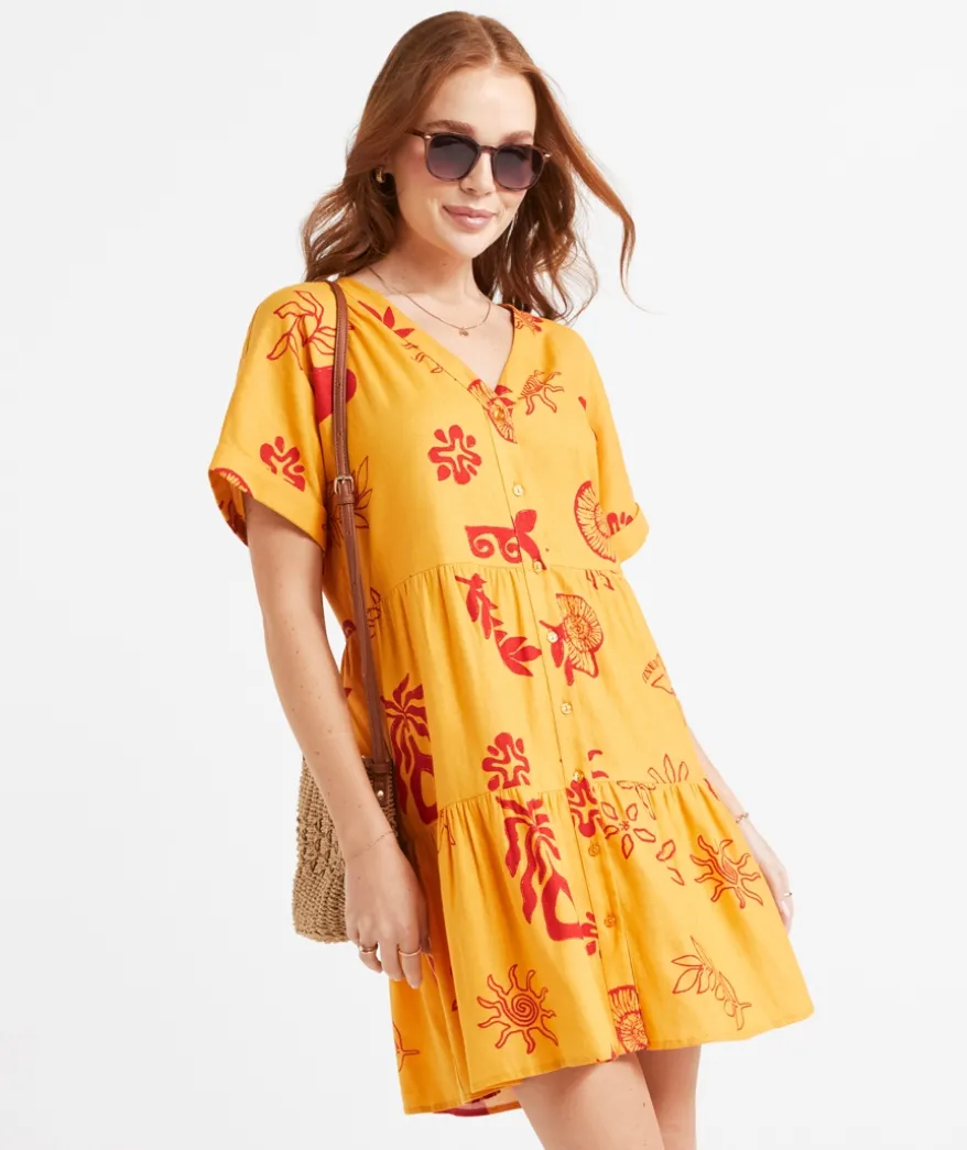 MACENZIE PRINTED BUTTON MINI DRESS