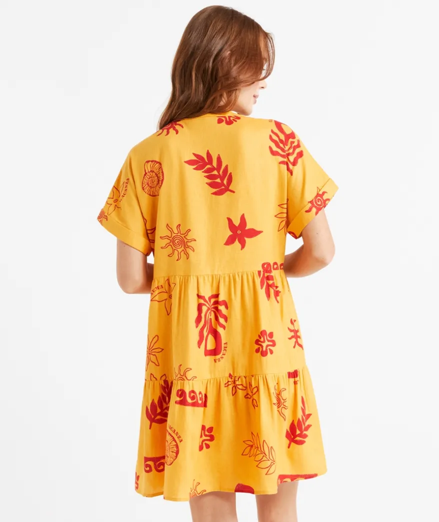 MACENZIE PRINTED BUTTON MINI DRESS