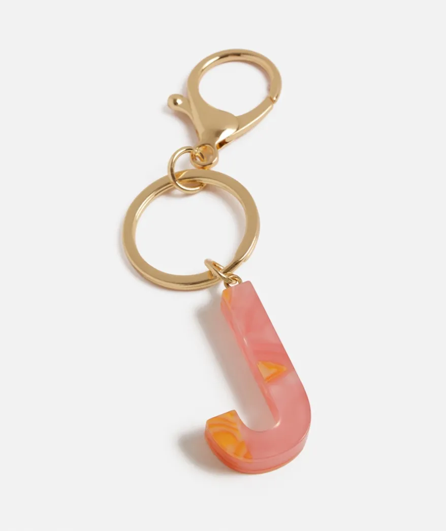 MARBLED ACRYLIC ALPHABET KEYRING