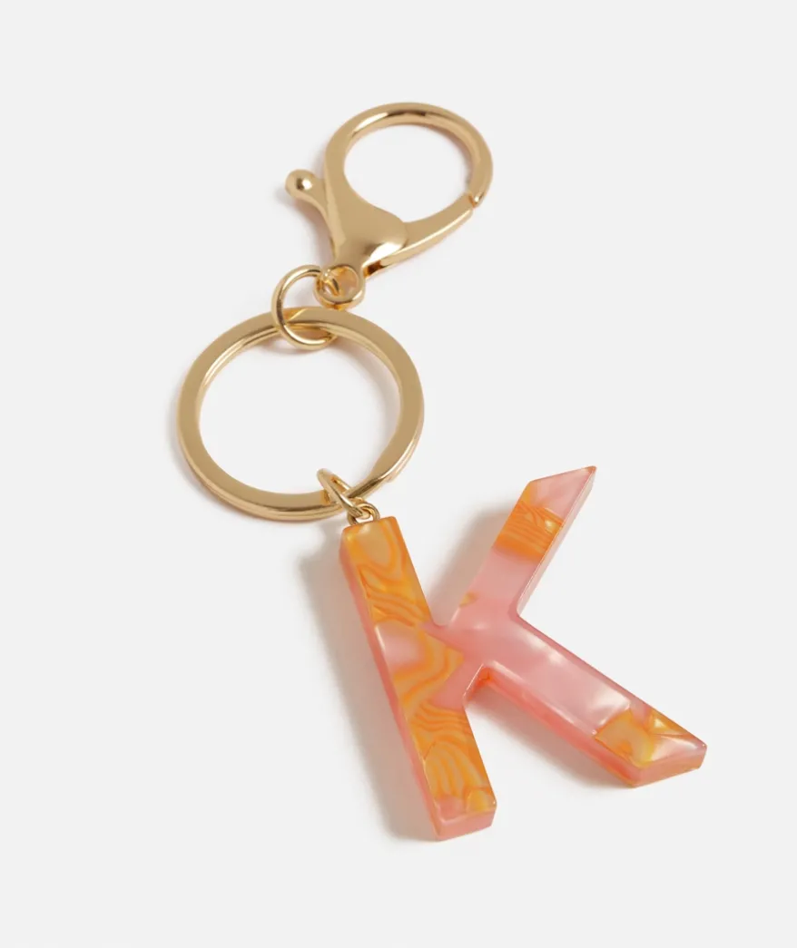 MARBLED ACRYLIC ALPHABET KEYRING