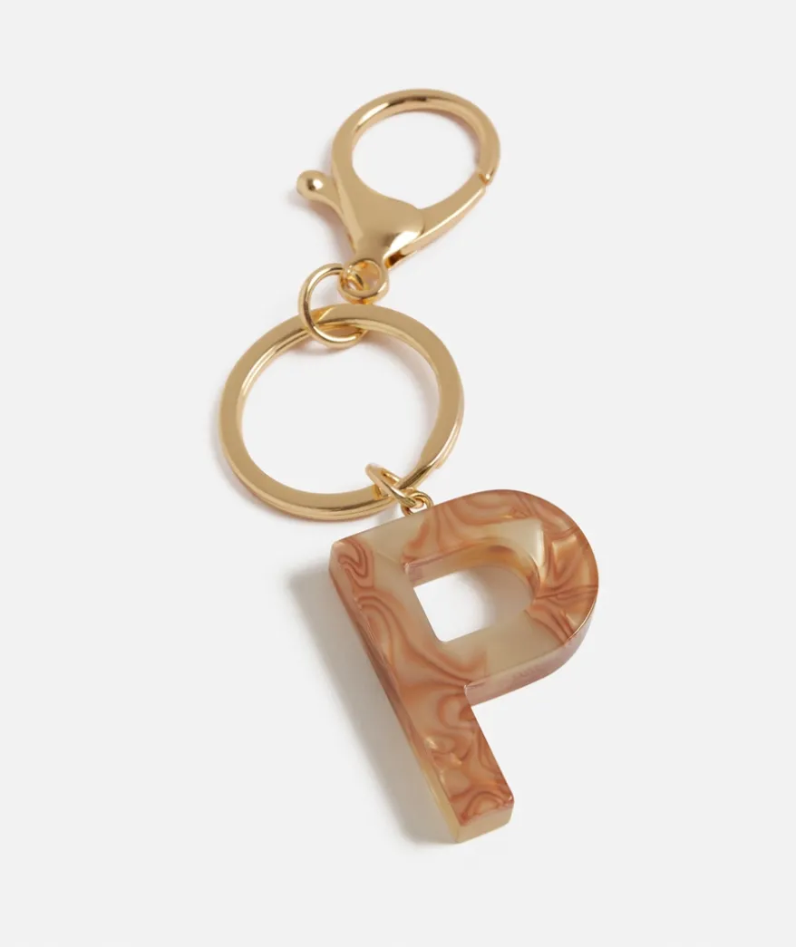MARBLED ACRYLIC ALPHABET KEYRING