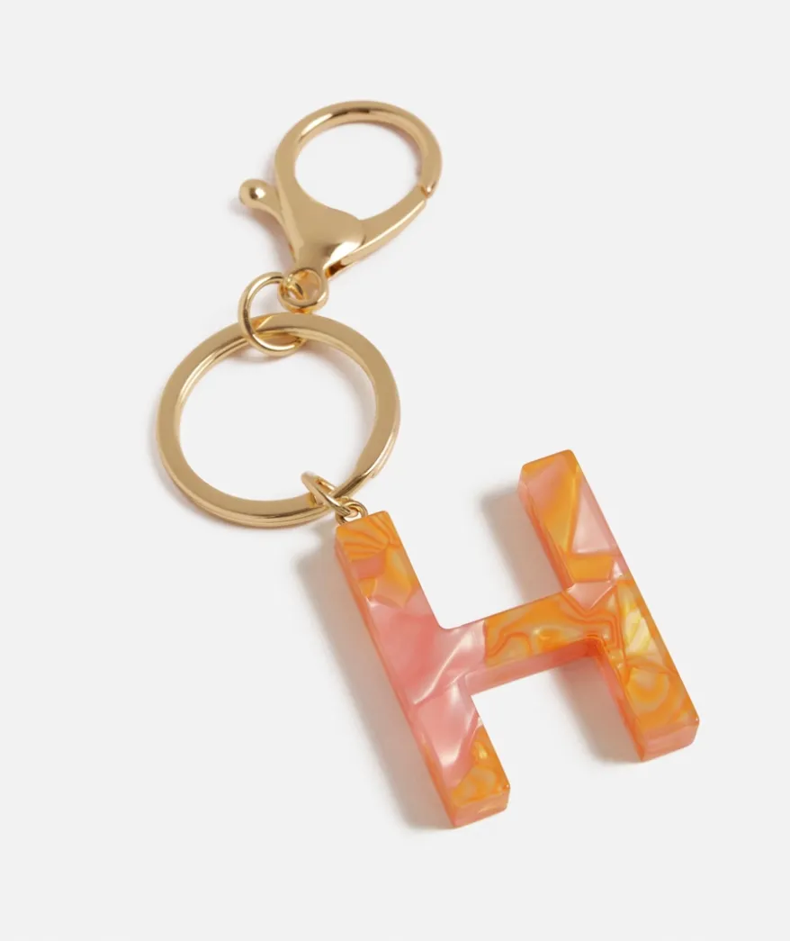 MARBLED ACRYLIC ALPHABET KEYRING