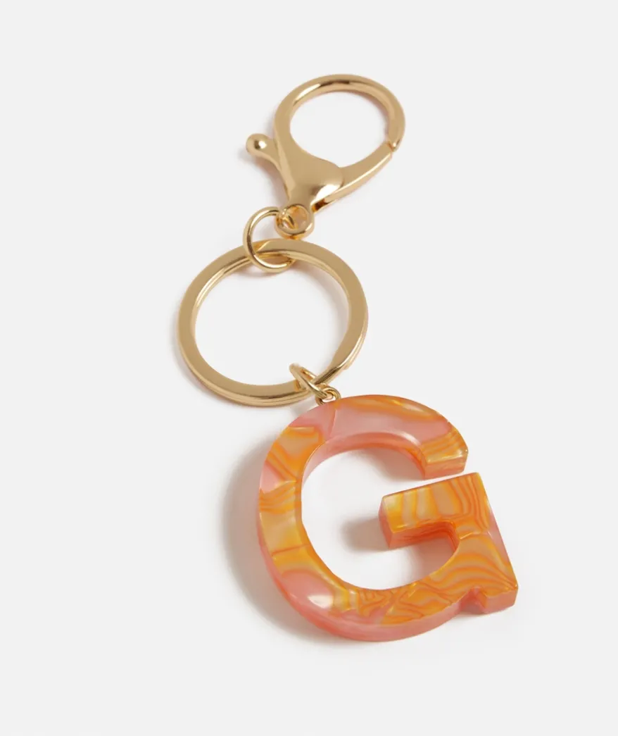 MARBLED ACRYLIC ALPHABET KEYRING