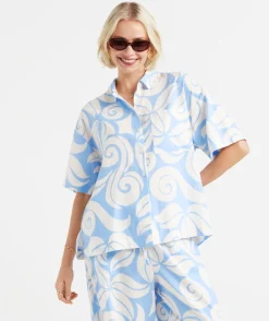 MAX LINEN BLEND PRINTED SHIRT