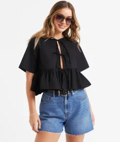 MELISSA COTTON TIE FRONT BLOUSE