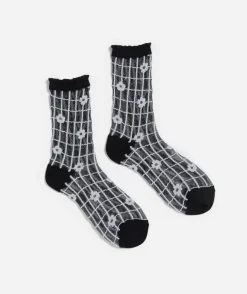 MESH FLOWER CREW SOCK