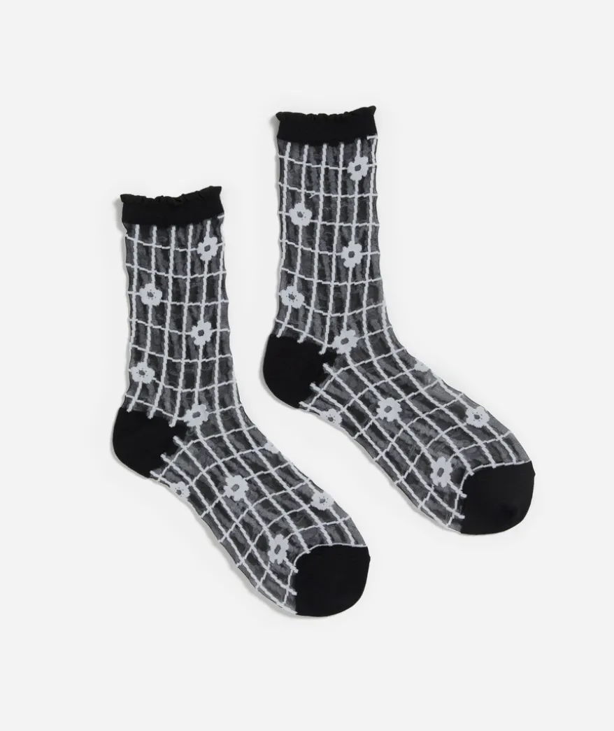 MESH FLOWER CREW SOCK