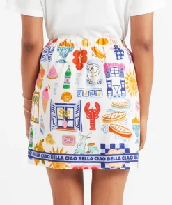 MIA LINEN BLEND PRINTED MINI SKIRT