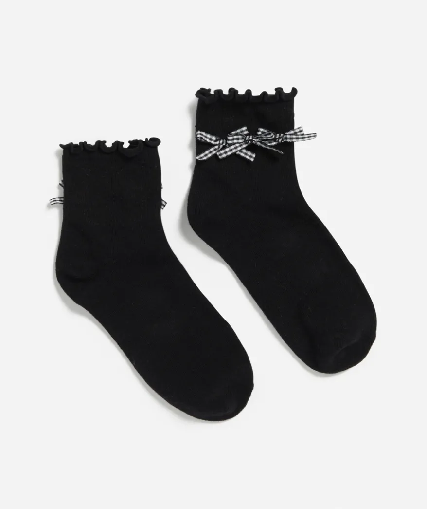 MINI GINGHAM BOW FRILL SOCK