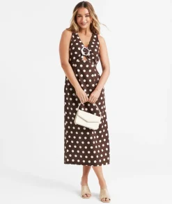 MIRANDA LINEN BLEND MIDI DRESS