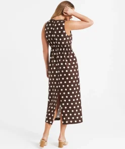 MIRANDA LINEN BLEND MIDI DRESS